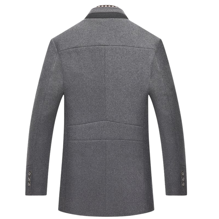 Men's Stand Collar Coat - Button Front Quilted Lining