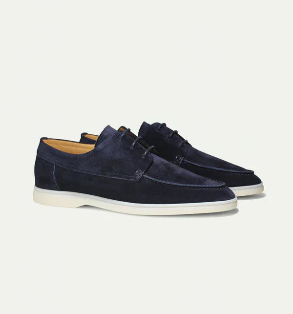 Men's Suede Lace-Up Derby Shoes - Low Top Moc Toe
