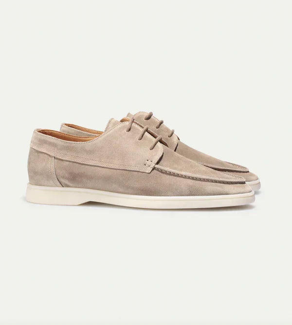 Men's Suede Lace-Up Derby Shoes - Low Top Moc Toe