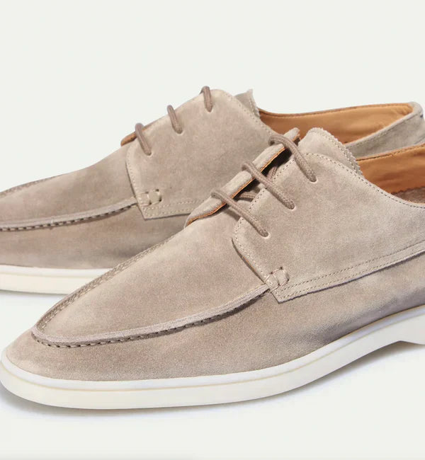 Men's Suede Lace-Up Derby Shoes - Low Top Moc Toe