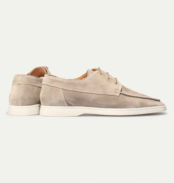 Men's Suede Lace-Up Derby Shoes - Low Top Moc Toe