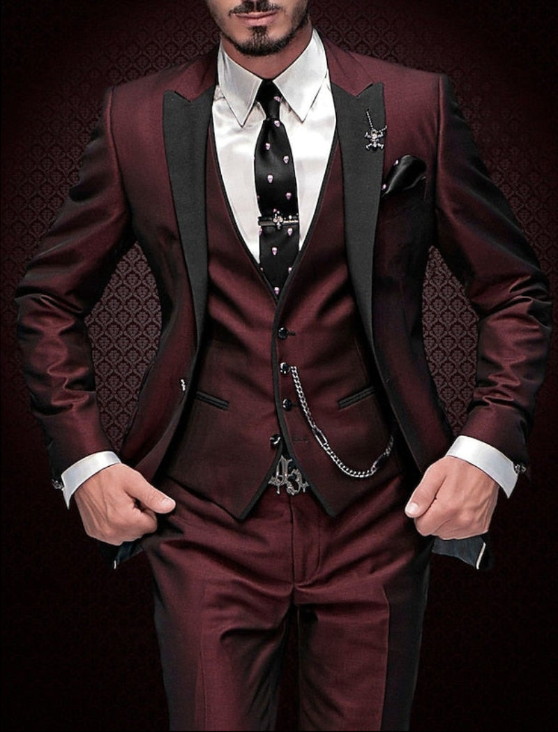 Men's Three Piece Suit Slim Fit Jacket Vest And Trousers Set