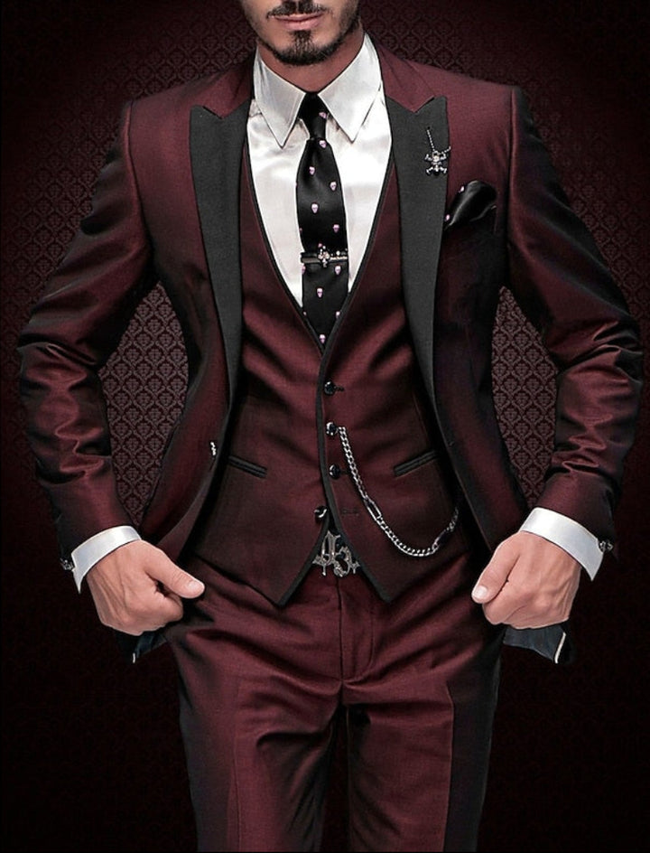 Men's Three Piece Suit Slim Fit Jacket Vest And Trousers Set