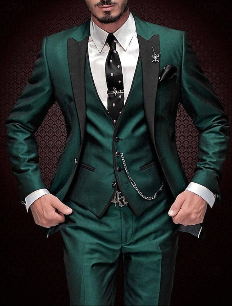 Men's Three Piece Suit Slim Fit Jacket Vest And Trousers Set