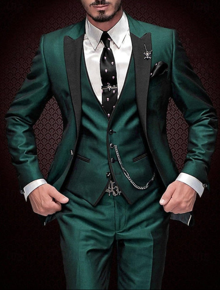 Men's Three Piece Suit Slim Fit Jacket Vest And Trousers Set