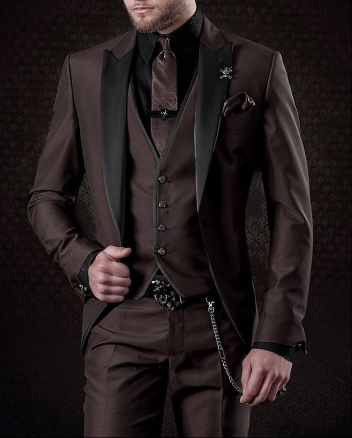 Men's Three Piece Suit Slim Fit Jacket Vest And Trousers Set