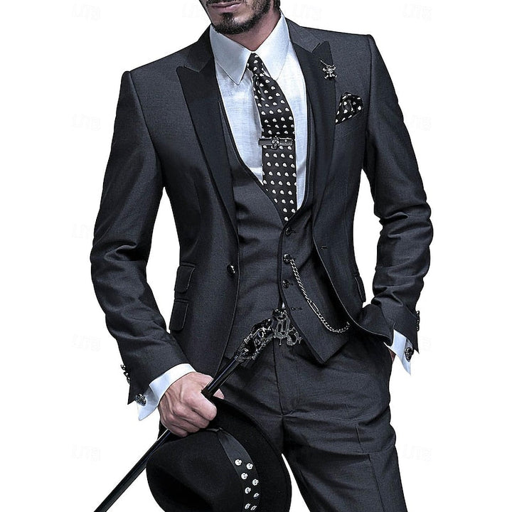 Men's Three Piece Suit Slim Fit Jacket Vest And Trousers Set