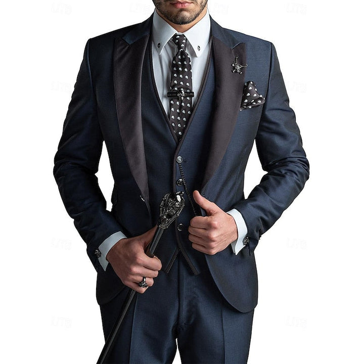 Men's Three Piece Suit Slim Fit Jacket Vest And Trousers Set