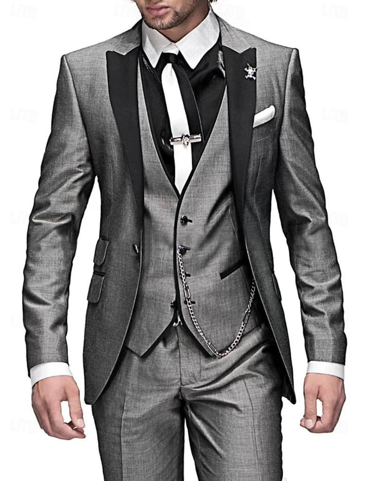 Men's Three Piece Suit Slim Fit Jacket Vest And Trousers Set