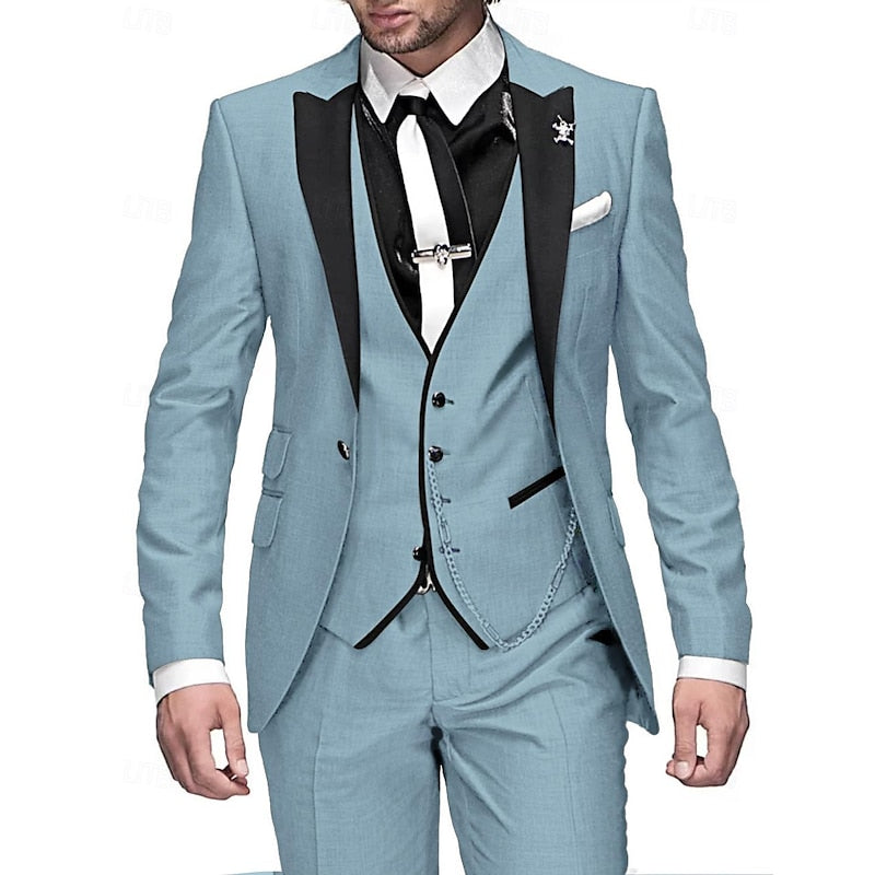Men's Three Piece Suit Slim Fit Jacket Vest And Trousers Set