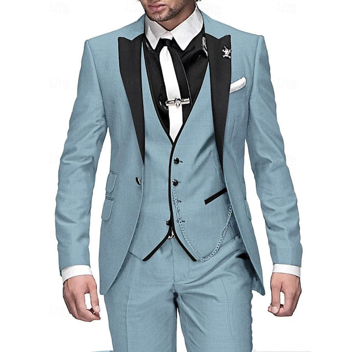 Men's Three Piece Suit Slim Fit Jacket Vest And Trousers Set
