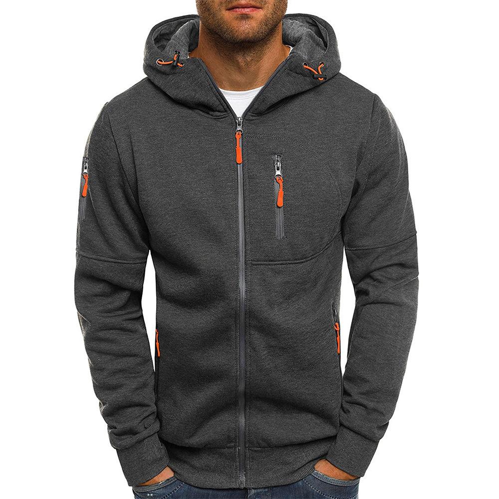 Men's Zip Up Hoodie - Contrast Zipper Detail