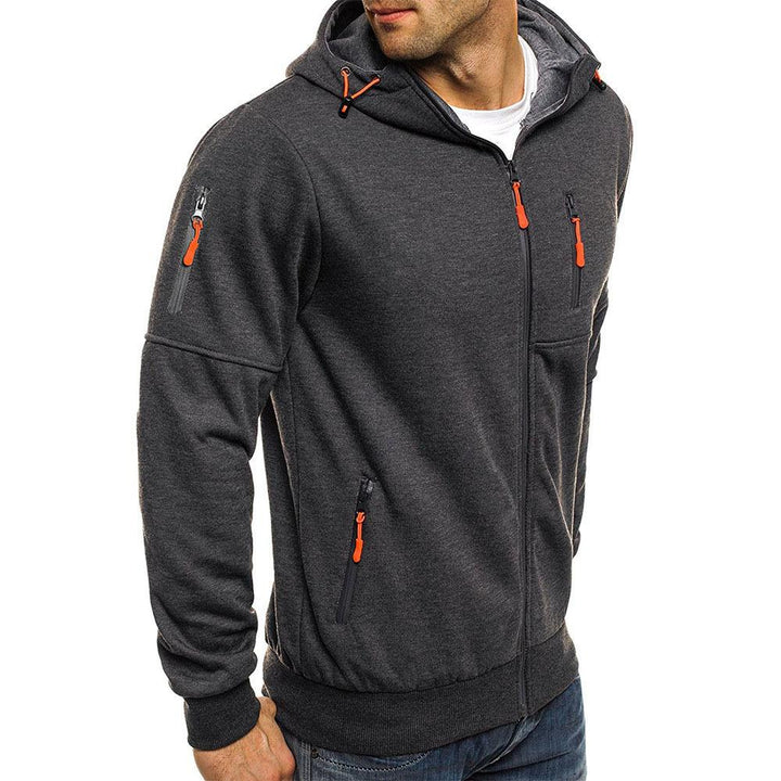 Men's Zip Up Hoodie - Contrast Zipper Detail