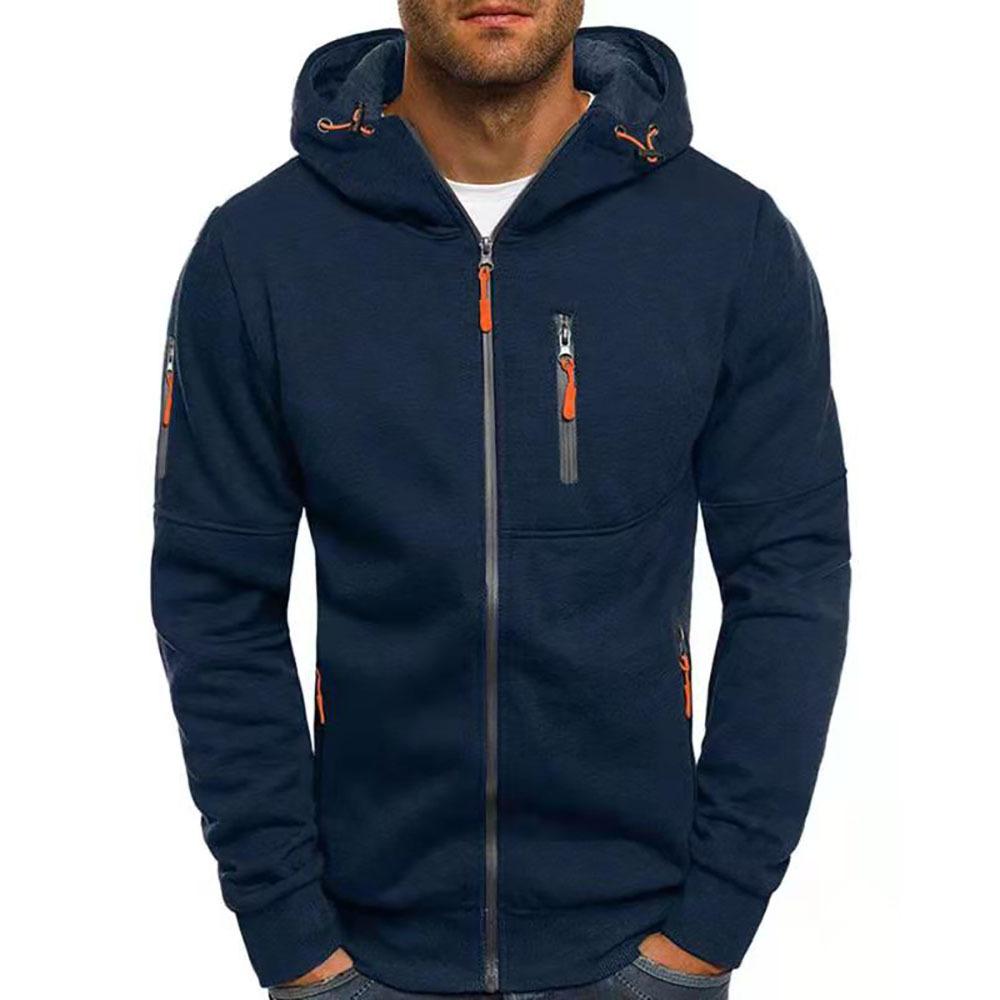 Men's Zip Up Hoodie - Contrast Zipper Detail