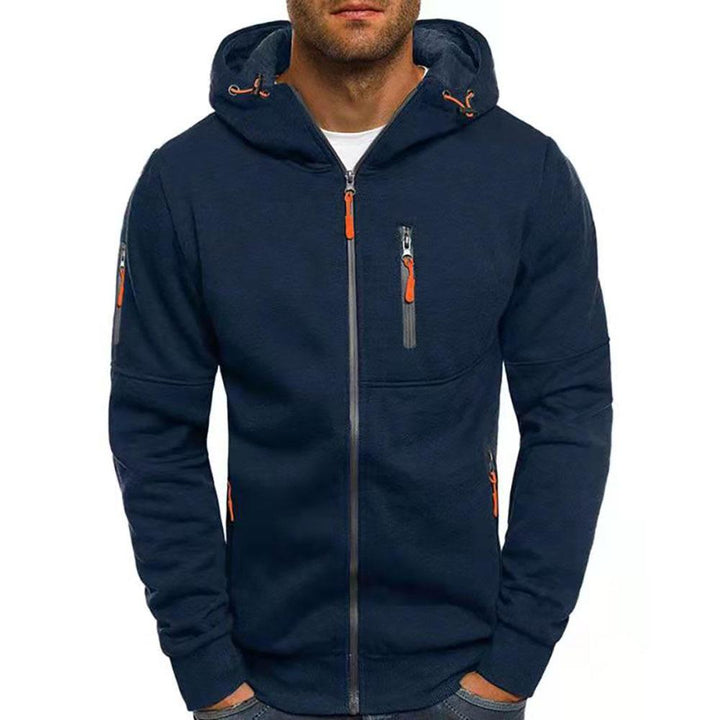 Men's Zip Up Hoodie - Contrast Zipper Detail