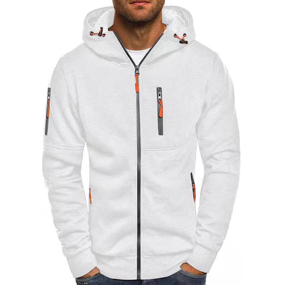 Men's Zip Up Hoodie - Contrast Zipper Detail