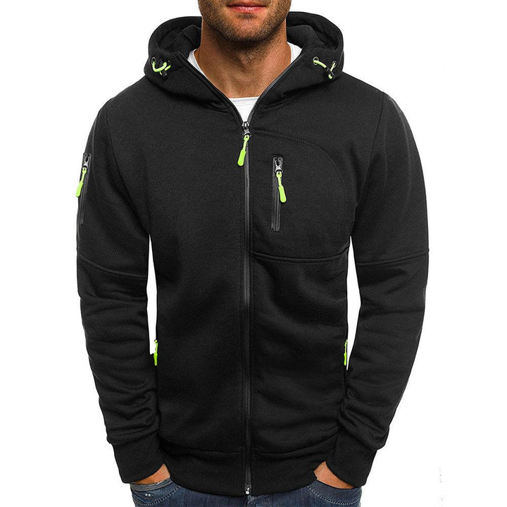Men's Zip Up Hoodie - Contrast Zipper Detail