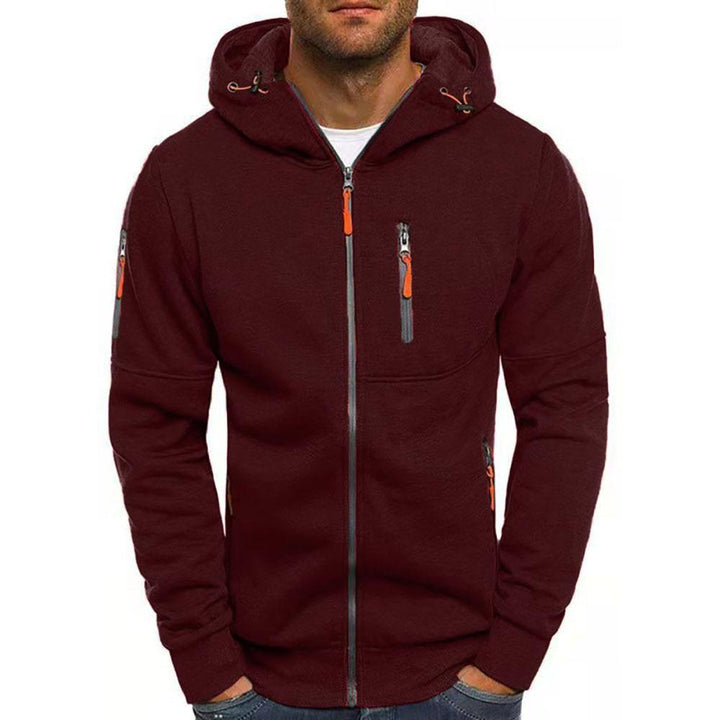 Men's Zip Up Hoodie - Contrast Zipper Detail