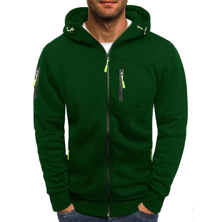 Men's Zip Up Hoodie - Contrast Zipper Detail
