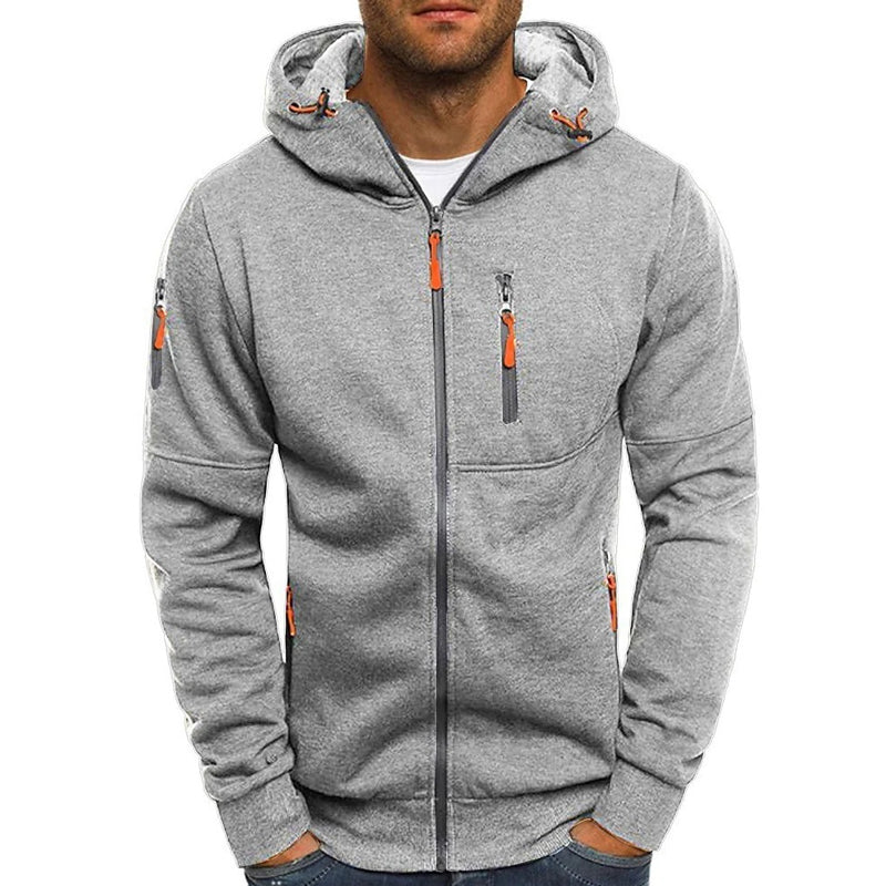 Men's Zip Up Hoodie - Contrast Zipper Detail