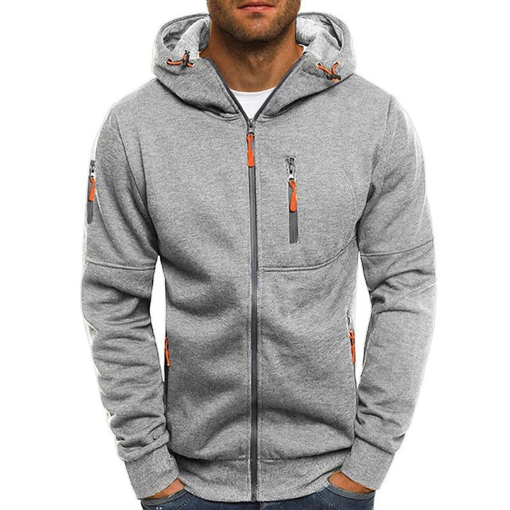 Men's Zip Up Hoodie - Contrast Zipper Detail