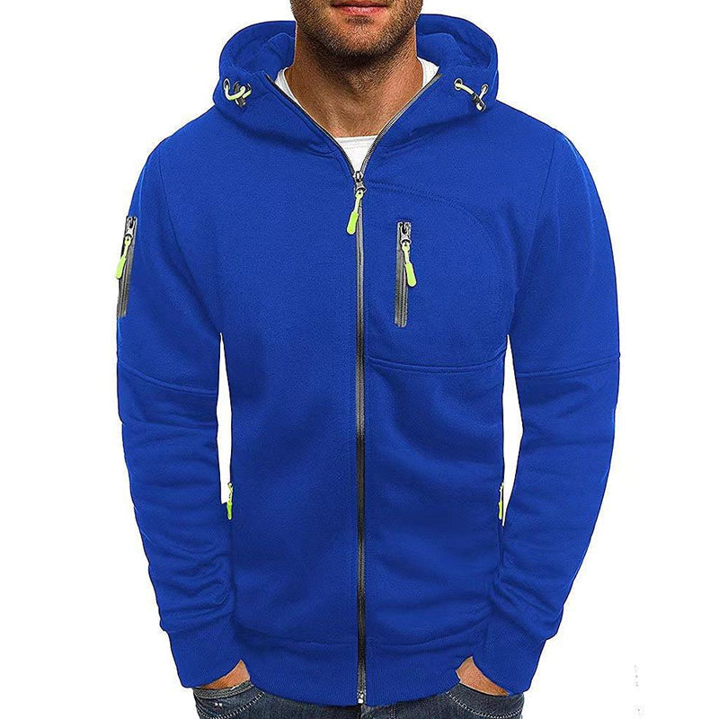 Men's Zip Up Hoodie - Contrast Zipper Detail