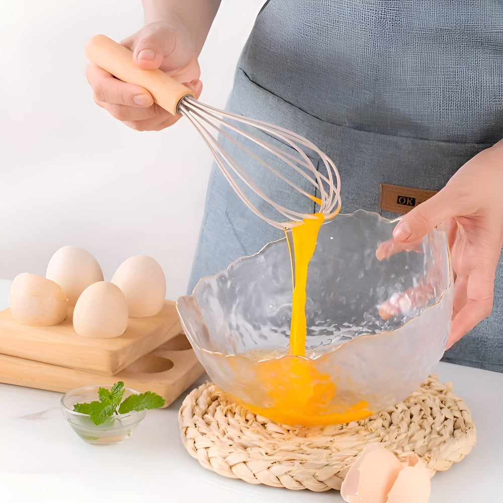 Silicone Kitchen Utensil Set - Wooden Handles
