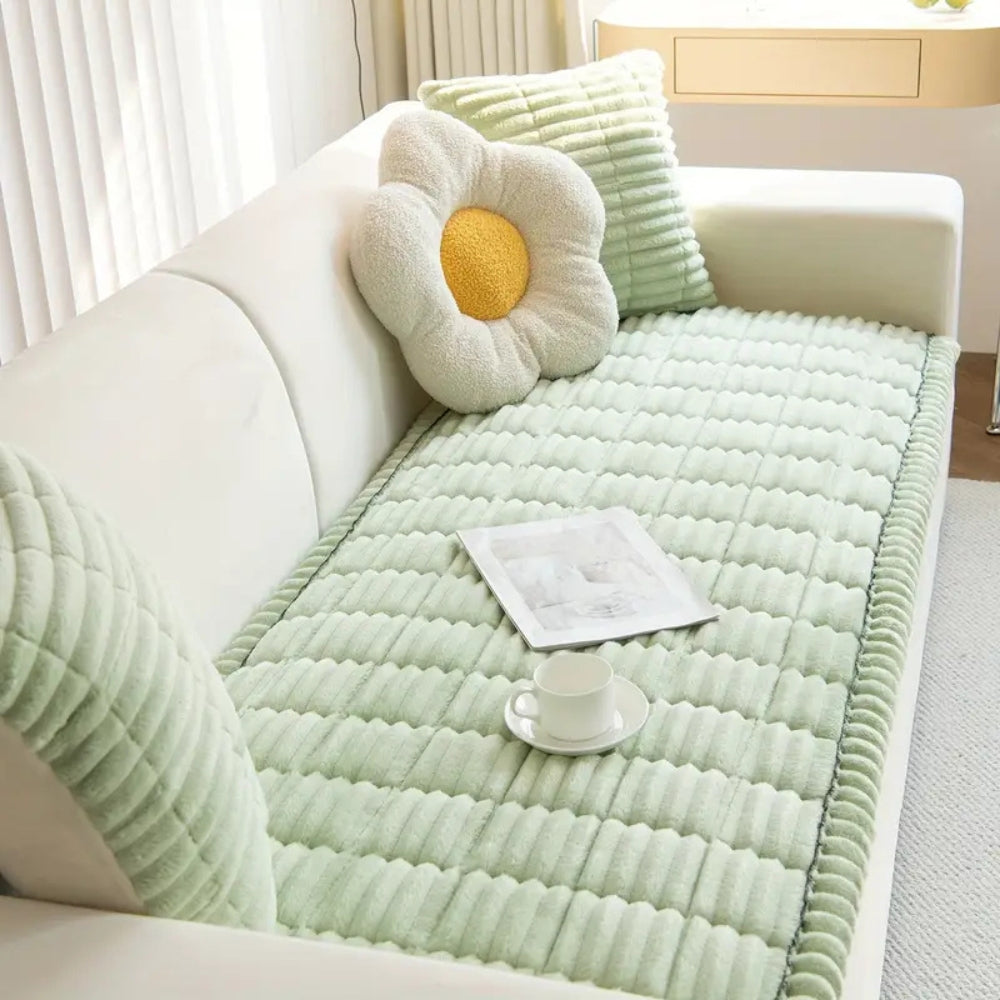 Sofa Cover Mat - Quilted Plush with Contrast Border