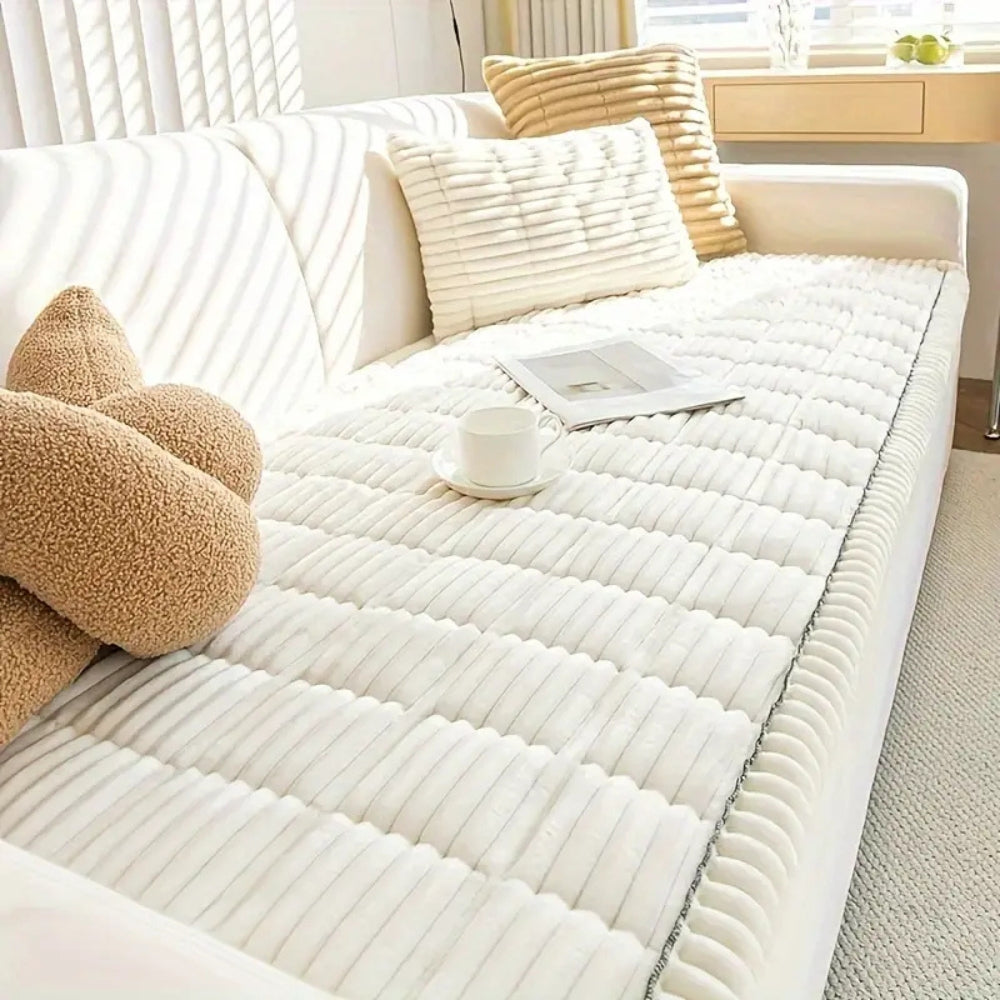Sofa Cover Mat - Quilted Plush with Contrast Border