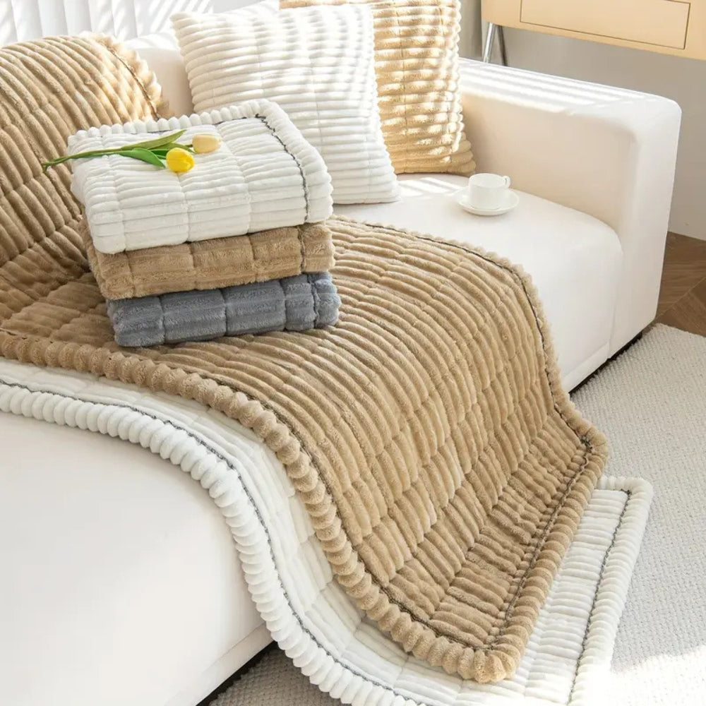 Sofa Cover Mat - Quilted Plush with Contrast Border