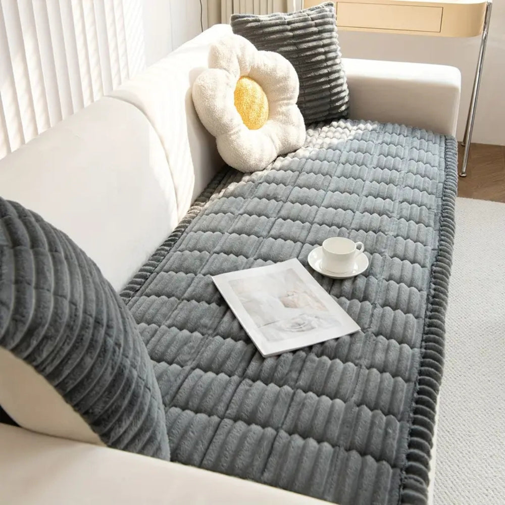 Sofa Cover Mat - Quilted Plush with Contrast Border