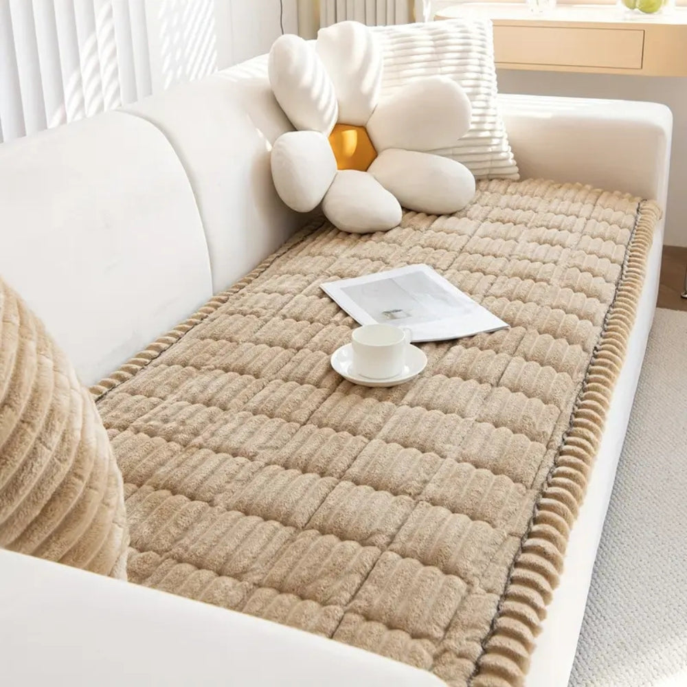 Sofa Cover Mat - Quilted Plush with Contrast Border