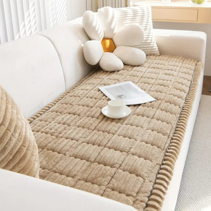 Sofa Cover Mat - Quilted Plush with Contrast Border