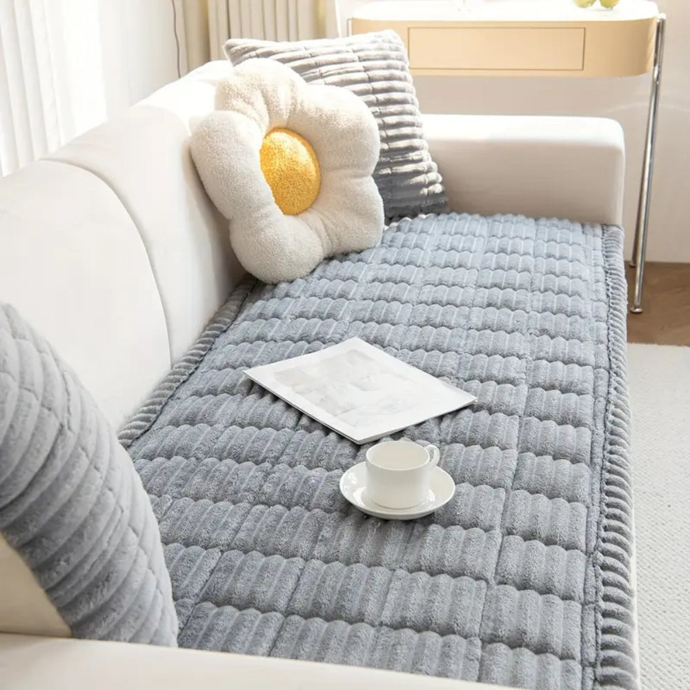 Sofa Cover Mat - Quilted Plush with Contrast Border