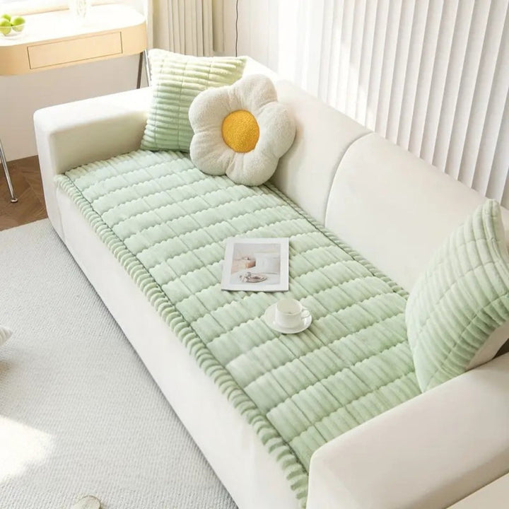 Sofa Cover Mat - Quilted Plush with Contrast Border