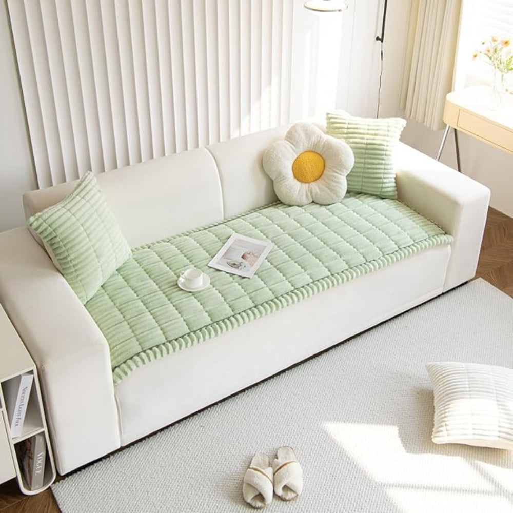 Sofa Cover Mat - Quilted Plush with Contrast Border