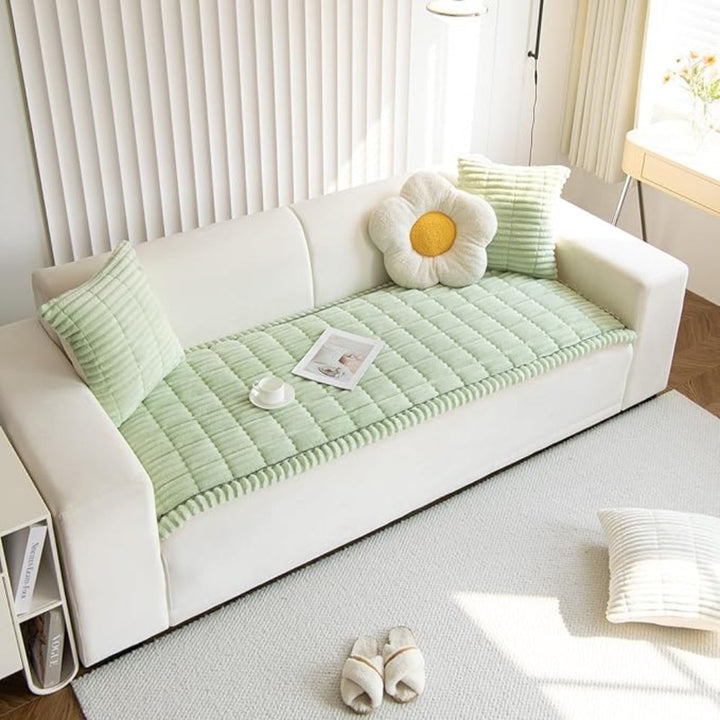 Sofa Cover Mat - Quilted Plush with Contrast Border