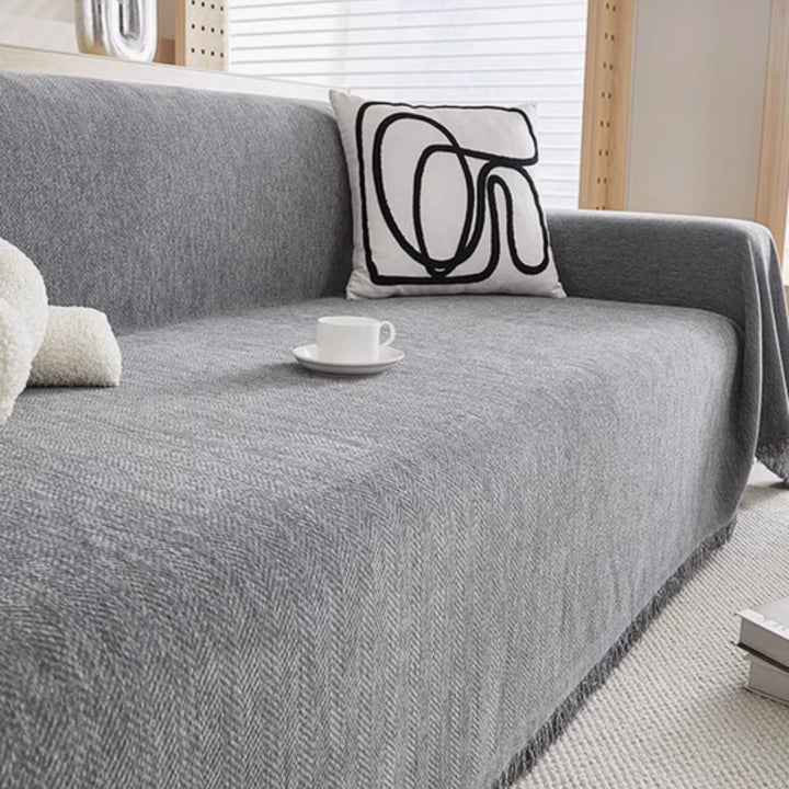Sofa Cover Throw - Woven with Tassel Fringe