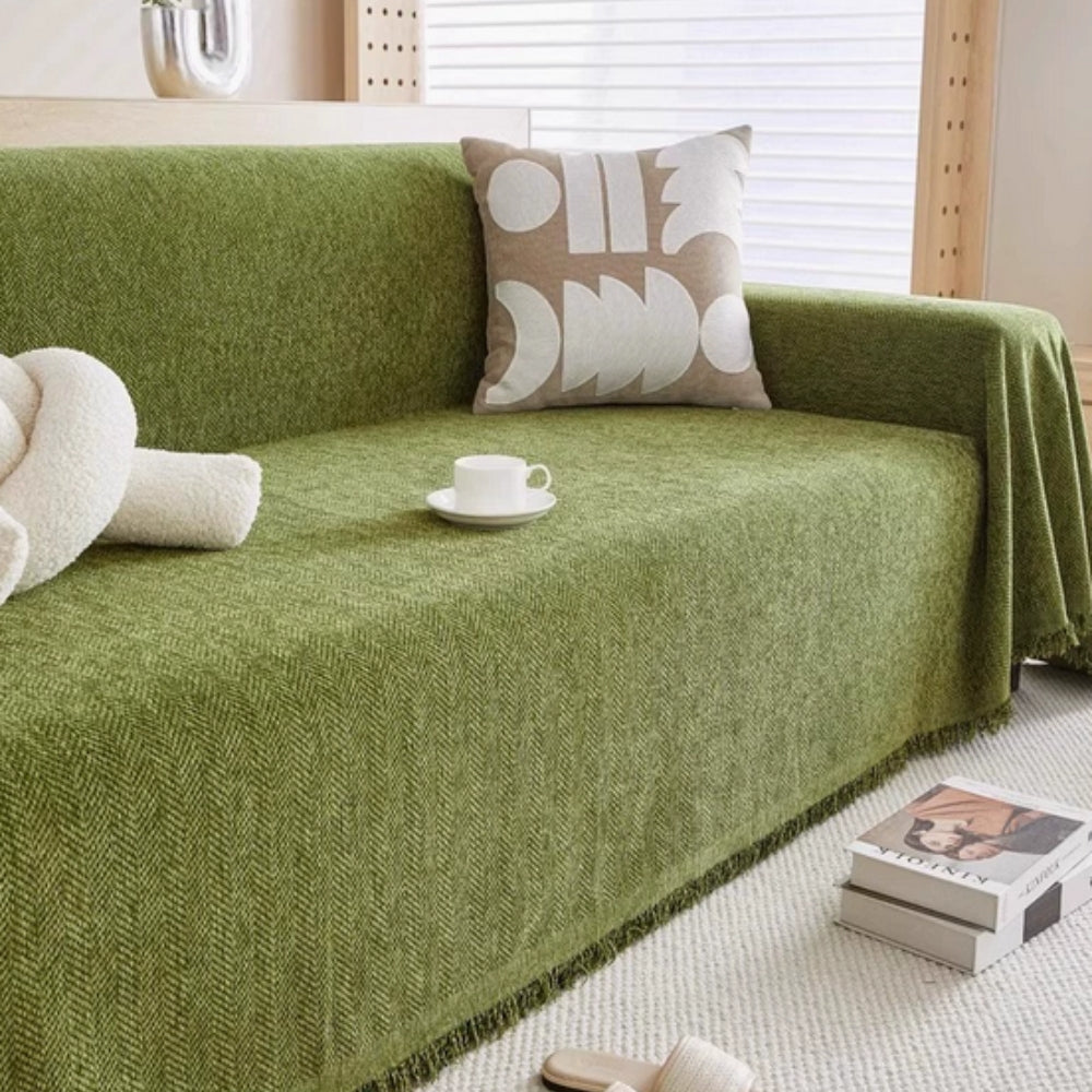 Sofa Cover Throw - Woven with Tassel Fringe