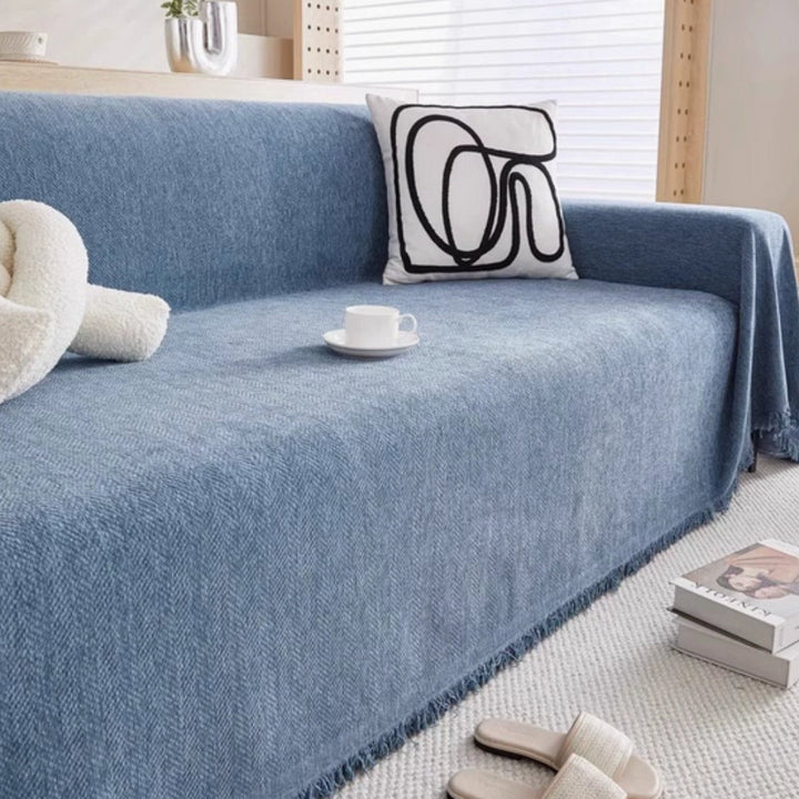 Sofa Cover Throw - Woven with Tassel Fringe