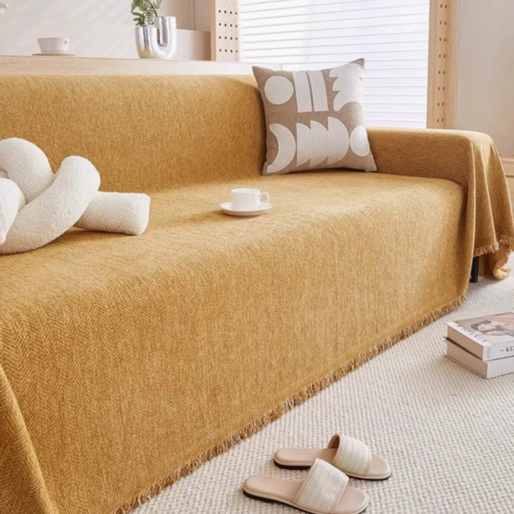 Sofa Cover Throw - Woven with Tassel Fringe