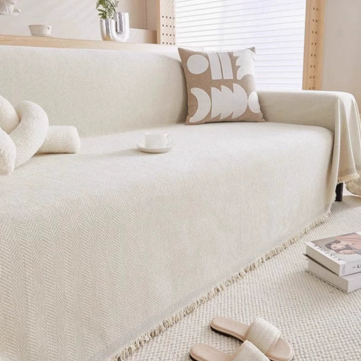 Sofa Cover Throw - Woven with Tassel Fringe