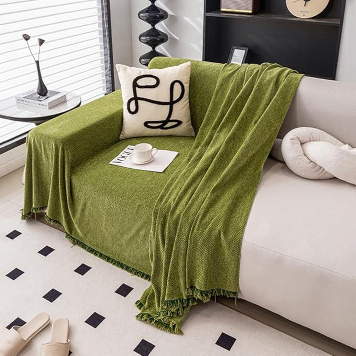 Sofa Cover Throw - Woven with Tassel Fringe