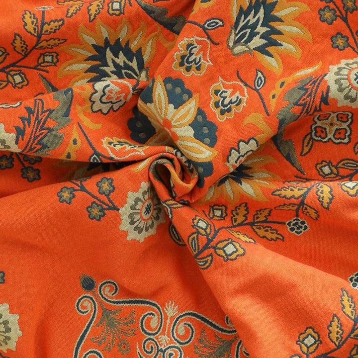 Throw Blanket - Floral Pattern with Tassel Fringe