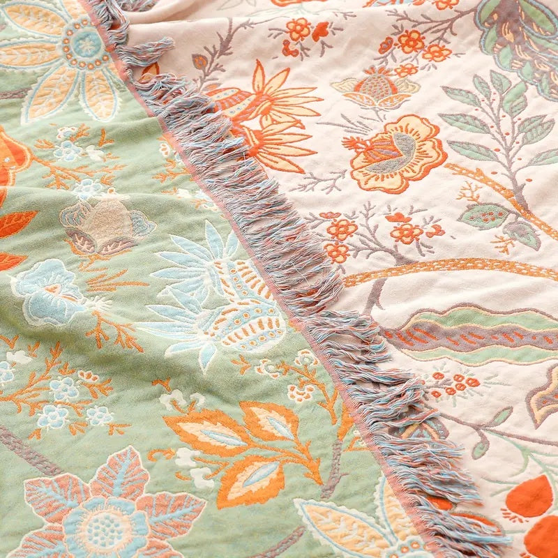 Throw Blanket - Reversible Floral Print