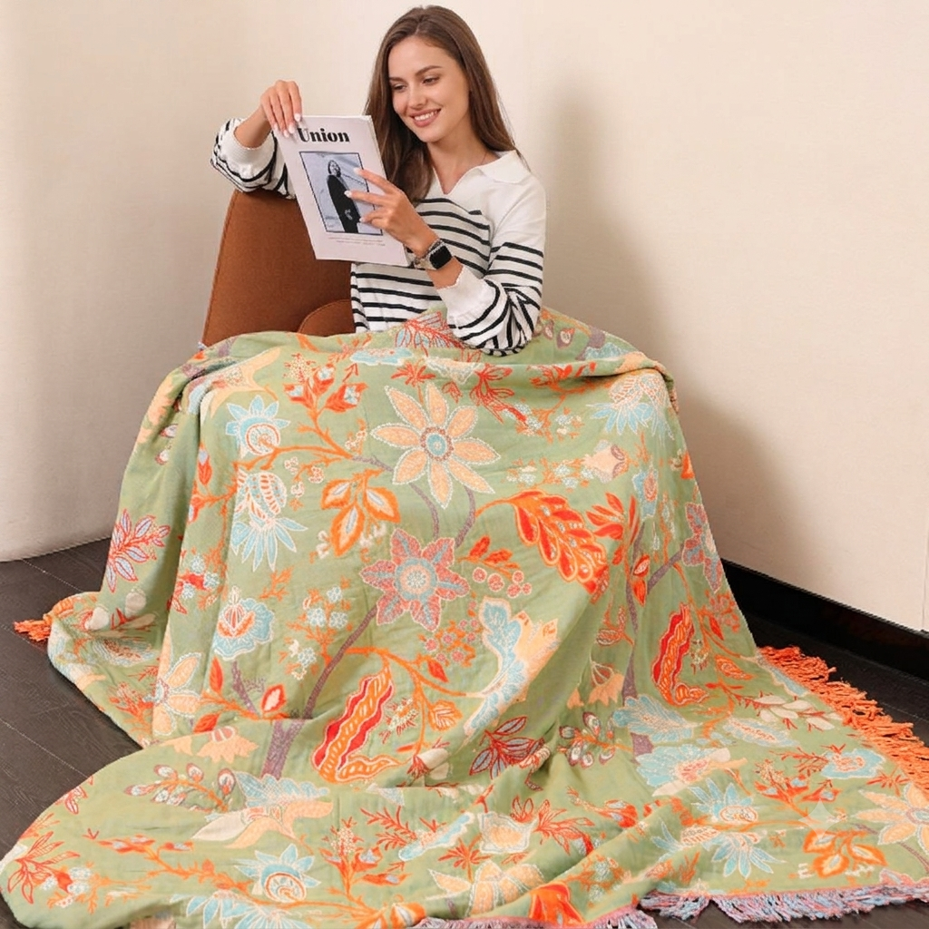  Throw Blanket - Reversible Floral Print