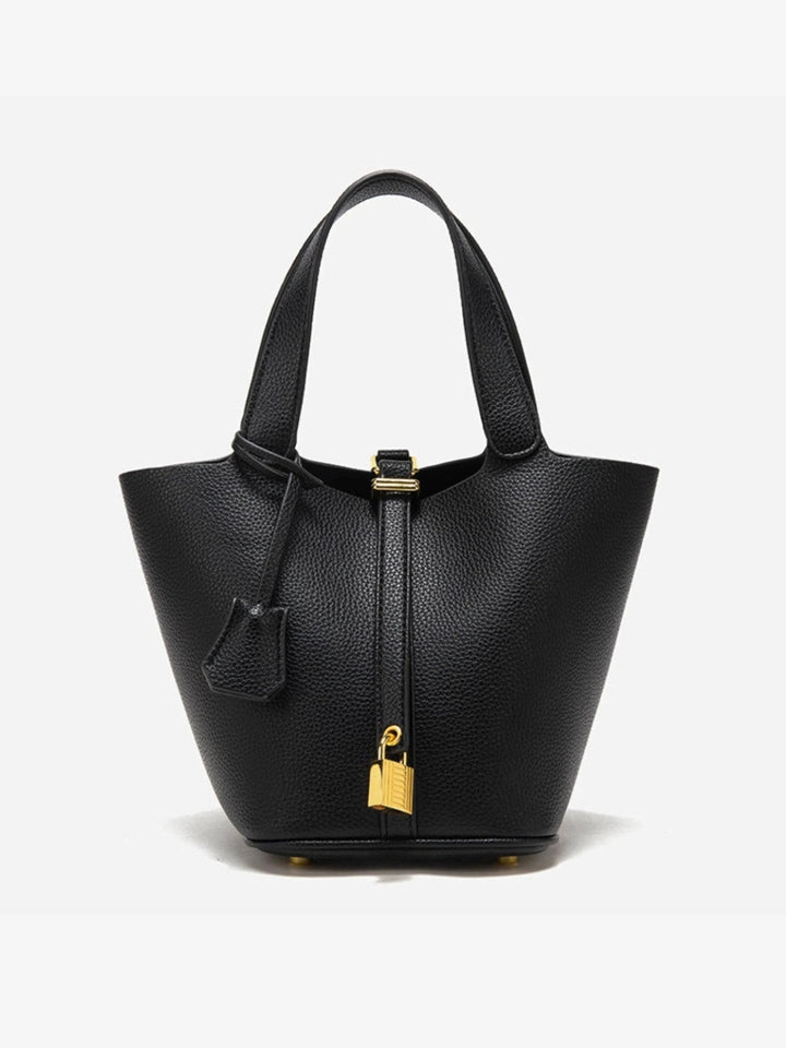 Women's Bucket Tote Bag - Top-Handle Padlock Closure