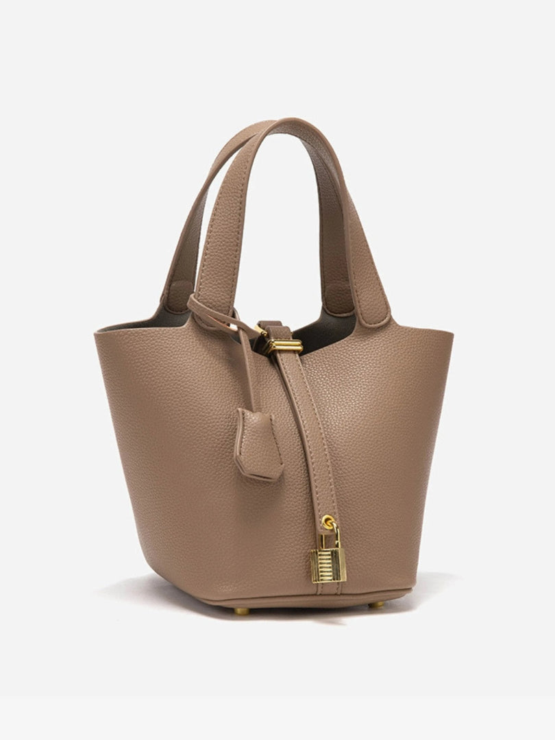 Women's Bucket Tote Bag - Top-Handle Padlock Closure