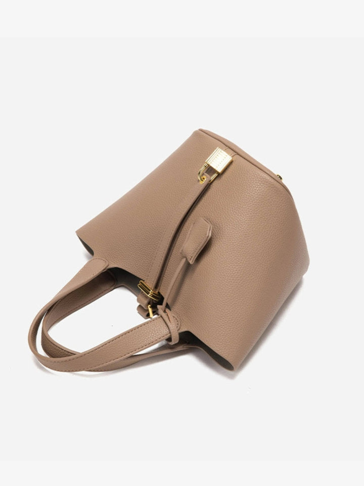 Women's Bucket Tote Bag - Top-Handle Padlock Closure