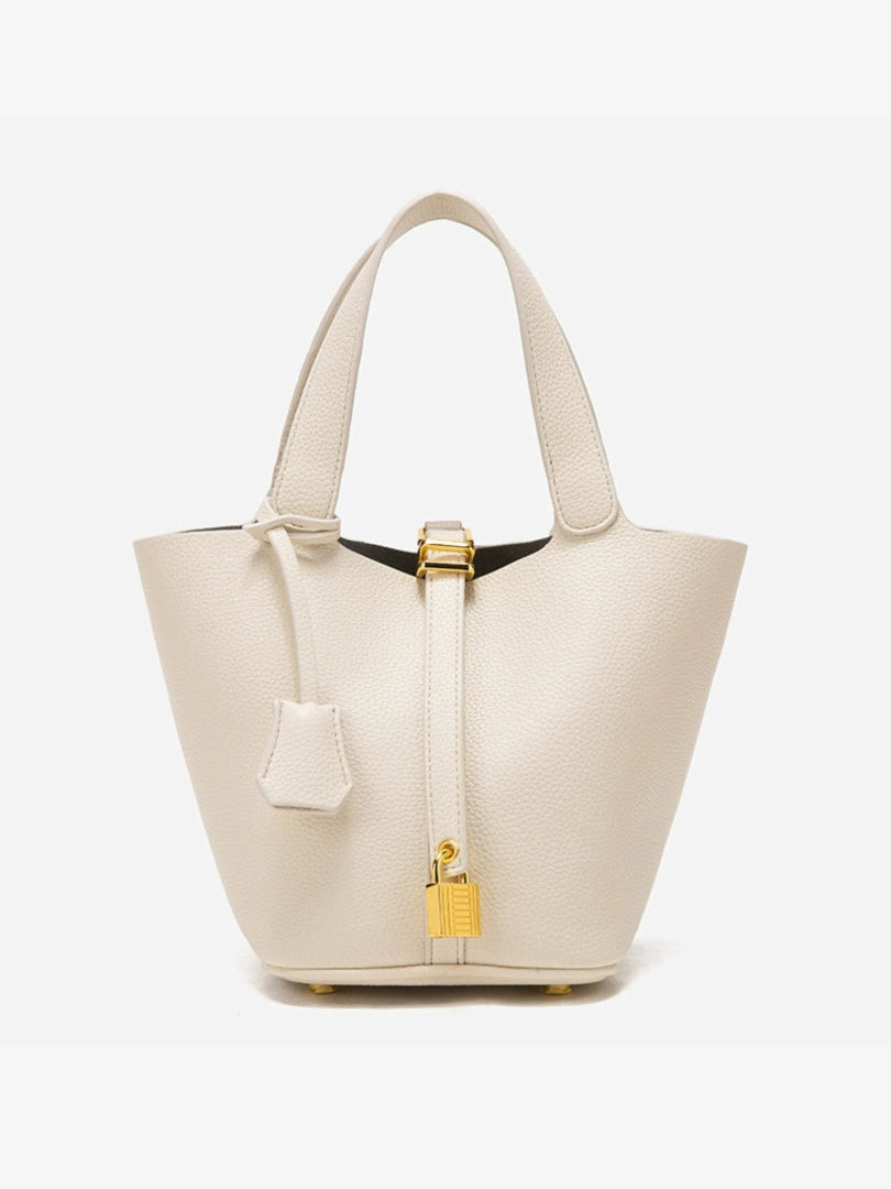 Women's Bucket Tote Bag - Top-Handle Padlock Closure